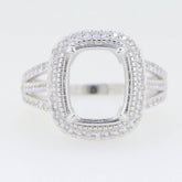Sterling Silver Semi Mount Ring Setting Cushion CU 12x10mm Halo White - Syzjewelry